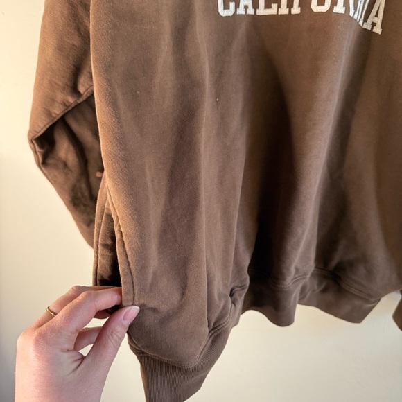 John Galt Malibu Oversized Crewneck One Size Brown Pockets - Picture 5 of 7